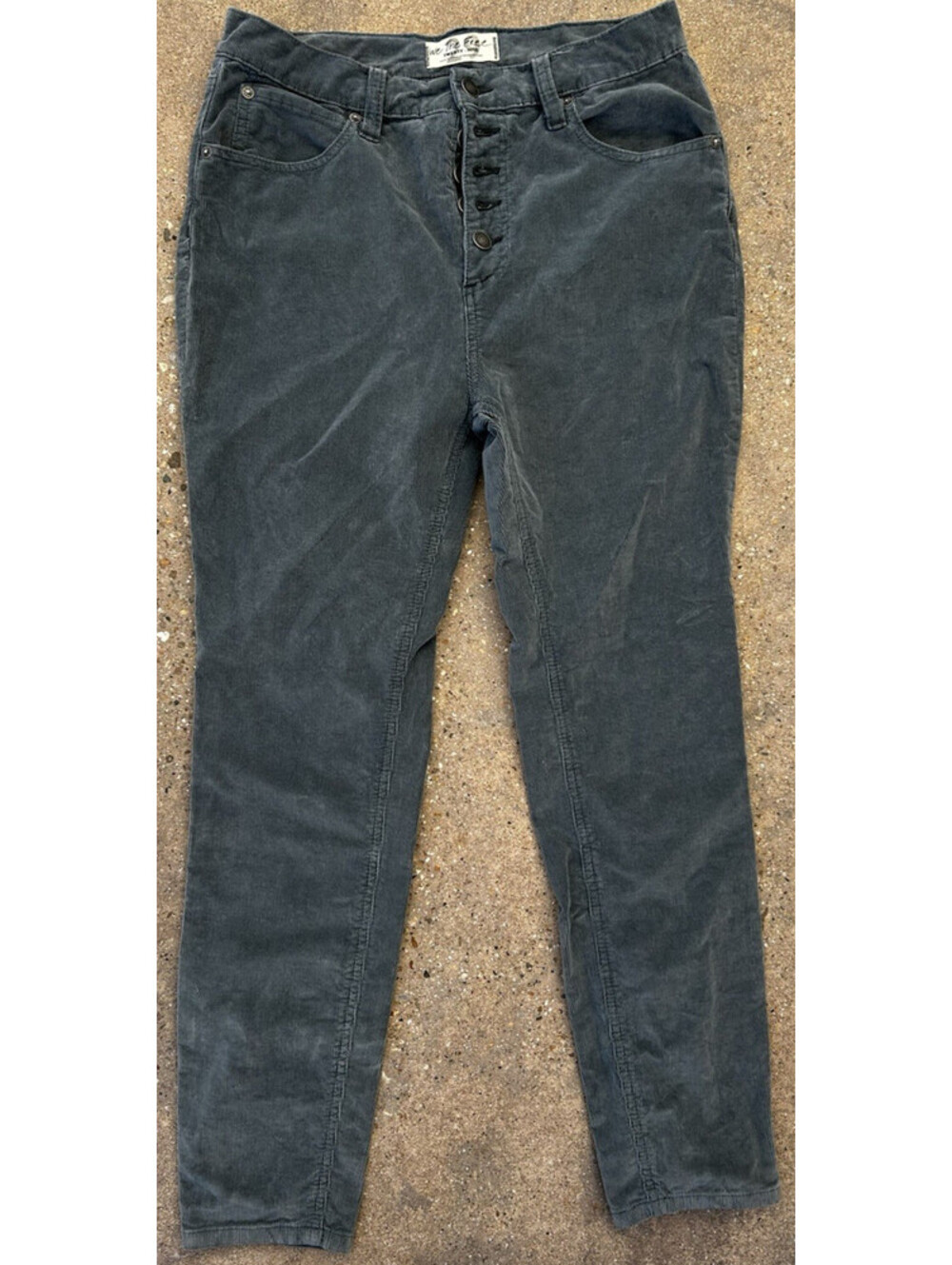 We The Free Womens 29 Sun Chaser Green Corduroy Pants High Rise Button Fly